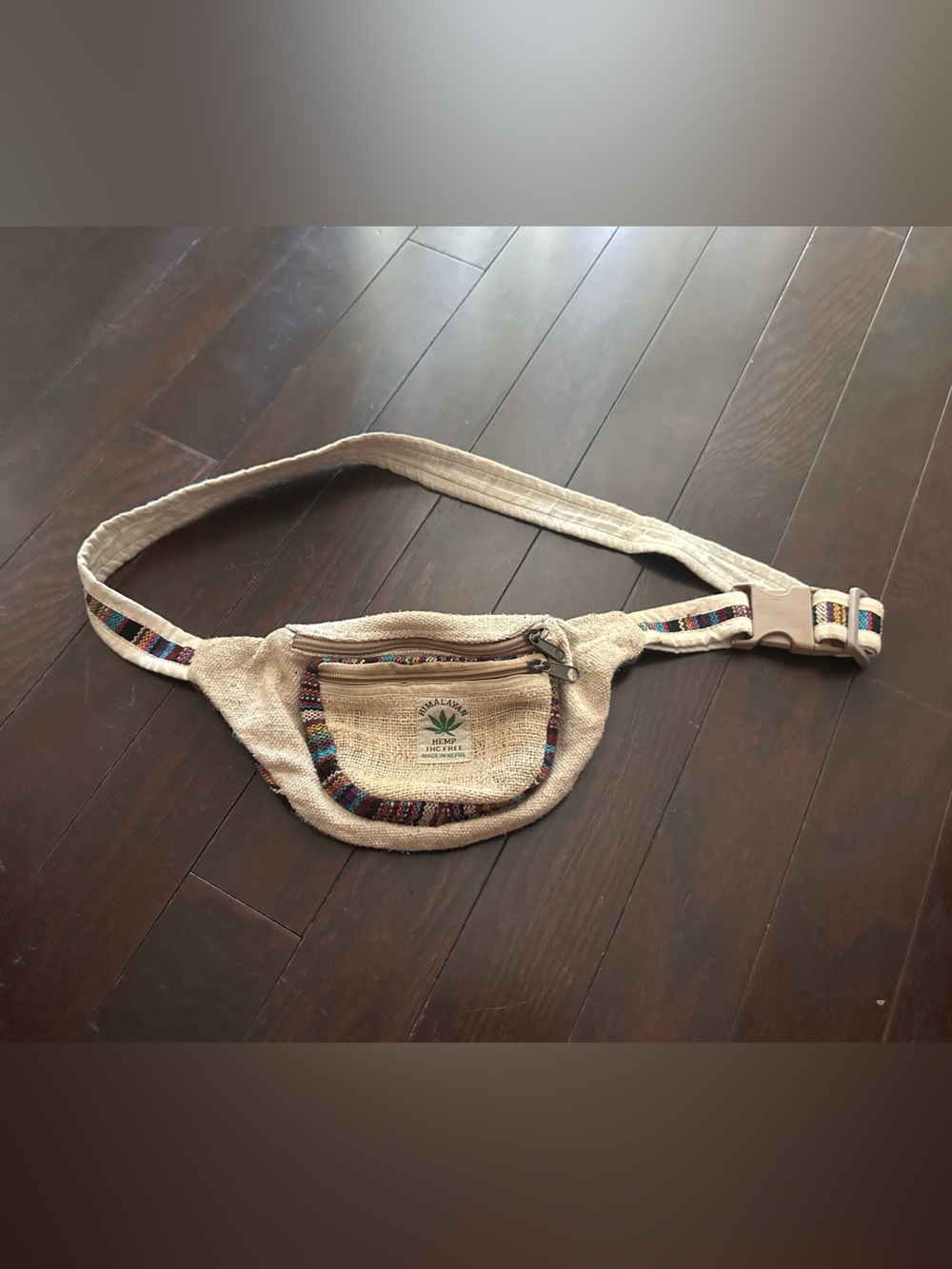Himalyan Beige Hemp Waist Bag with Multicolor Trim